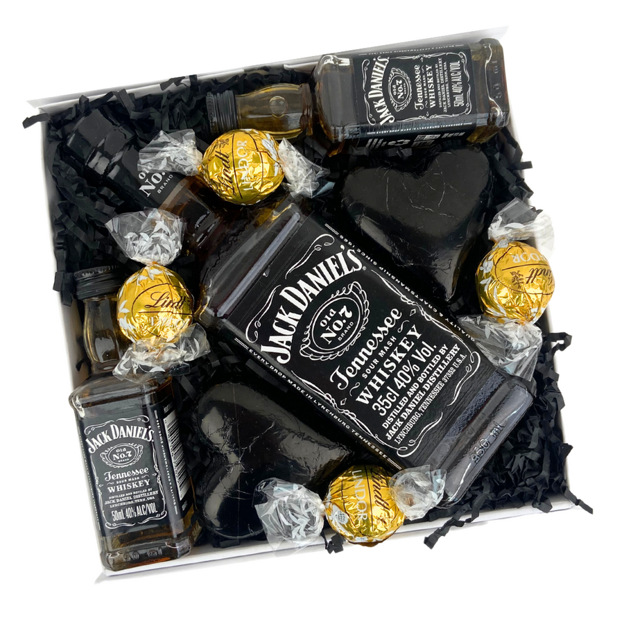 Valentine's Day Gift Box with Celebration Box. NZ Wide Delivery and Auckland Same Day. Jack Daniels Whisky and Candy Gifts for Him.